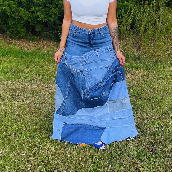 Denim Patchwork Skirt - Picture 4 of 4
